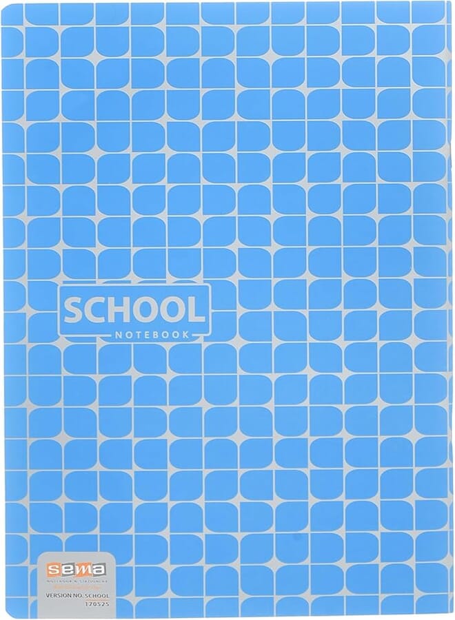 Sema School 56-Sheet Notebook: Vibrant Ruled Design, 29.5x20.8 cm, Ideal for Students in Blue